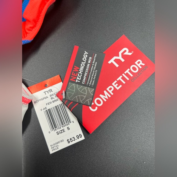 TYR Competitor Women’s Sport Bra Black Coral Size Small Tri Bra - Picture 7 of 7